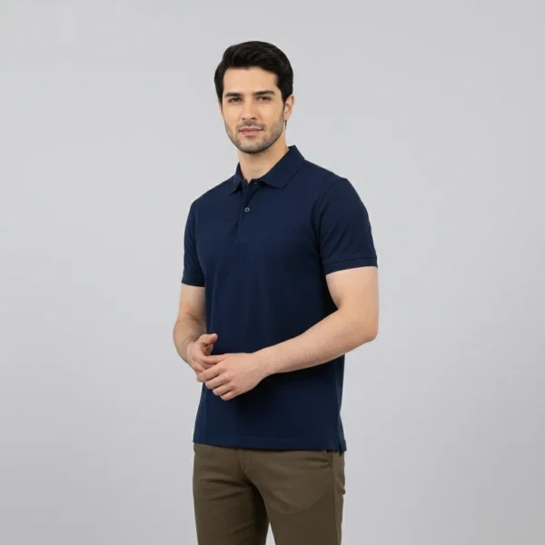 Classic Navy Blue Pique Polo