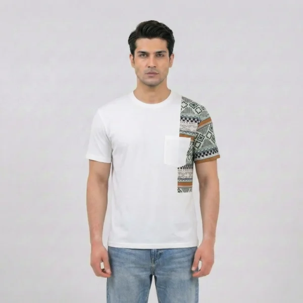 Men's Tribal Patchwork Pocket T-Shirt